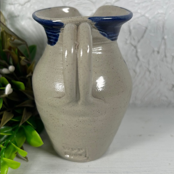 Williamsburg Salt Glazed mini Pitcher Stamped Dated Blue Leaf Salt Glazed Finish - Picture 6 of 14